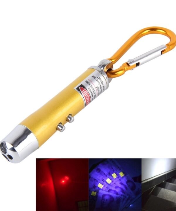 2pcs Outdoor Keychain Metal Shell Mini LED Flashlight Laser Light with Money Detecting