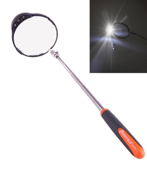 Retractable Vehicle Car Chassis Inspection Mirror with 3 PCS 5mm LED Lights, Mirror Diameter: 82mm, Max Expanding Length: 760mm