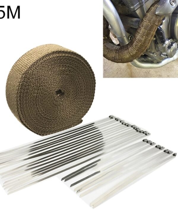 15m Titanium Gold Exhaust Wrap Auto Motor Exhaust Heat Shield Wrap Heat Resistant Wrap