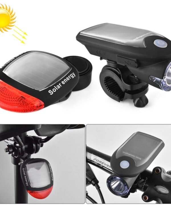 2 PCS 3W 240LM USB Solar Energy Motorcycle / Bicycle Light Set, Front Light+Back Light, Front Light+Back Light Black, Front Light+Back Light White