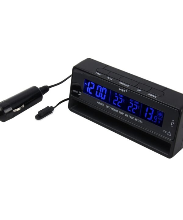 Digital Car Thermometer Voltage Meter Luminous Clock Tester Detector Multi-function Car Digital Clock with Thermometer and Automotive Voltmeter