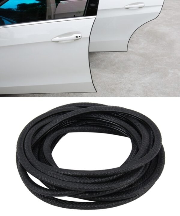 5m Rubber Car Side Door Edge Protection Wire Guards Cover Trims Stickers(Black)