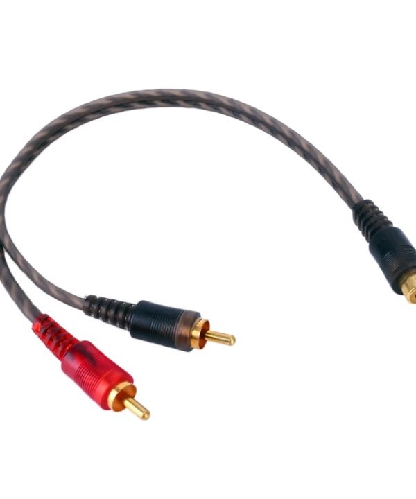 Car AV Audio Video 1 Female to 2 Male Copper Extension Cable Wiring Harness, Cable Length: 26cm