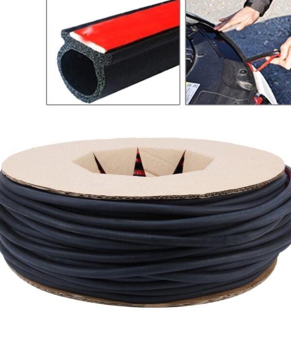 Big D-shaped Car Noise Reduction Sealing Strip with Sticker, Length: 100m