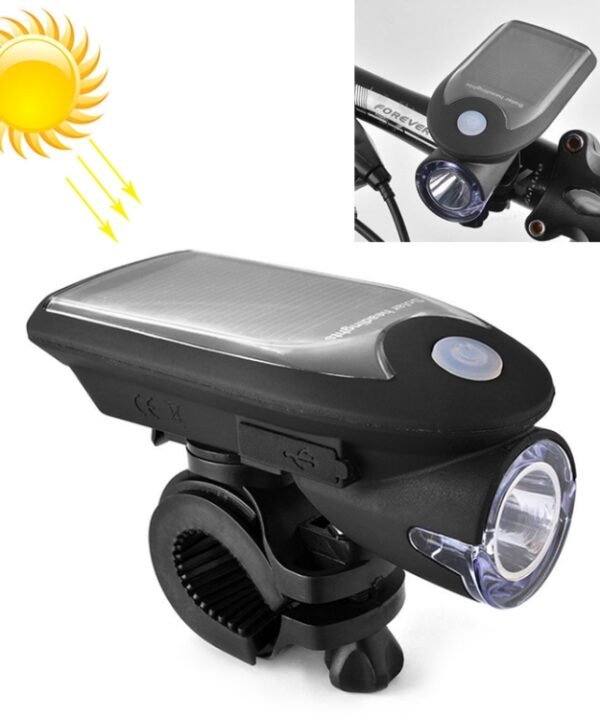 3W 240LM USB Solar Energy Motorcycle / Bicycle Front Light, Front Light Black, Front Light White