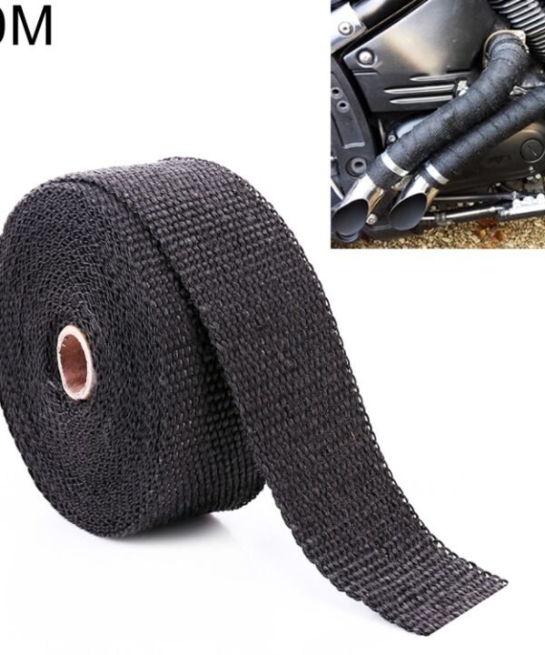 10m Cotton Material Exhaust Wrap Auto Motorcycle Exhaust Heat Shield Wrap Heat Resistant Wrap, Random Color Delivery
