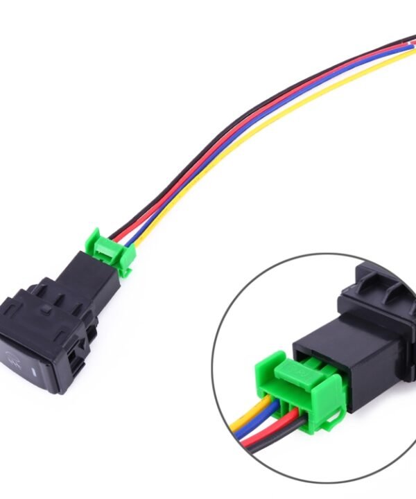 Car Fog Light 5 Pin On-Off Button Switch with Cable for Nissan Sylphy(Green Light)