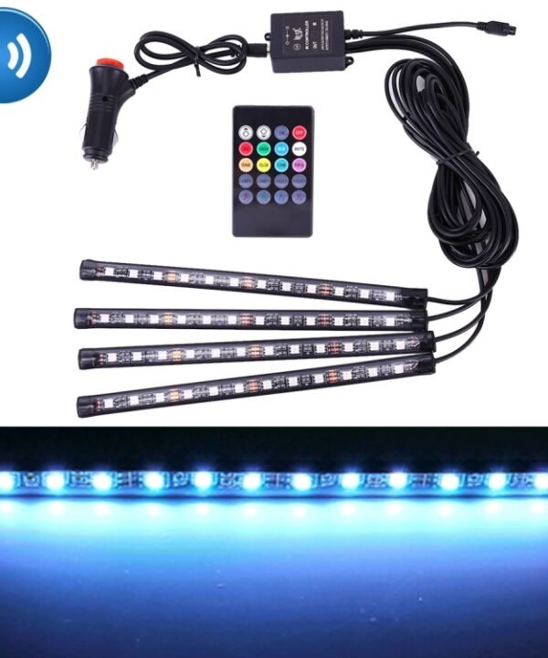4 in 1 Universal Car Colorful Acoustic LED Atmosphere Lights Colorful Lighting Decorative Lamp, with 48LEDs SMD-5050 Lamps and Remote Control, DC 12V 7W