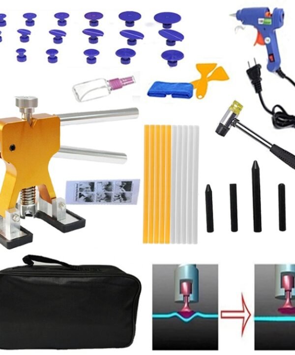 40 in 1 Auto Car Metal PDR Dent Lifter-Glue Puller Tab Hail Removal Paintless Car Dent Repair Tools Kit, with 20W Glue Gun, US Plug or EU Plug