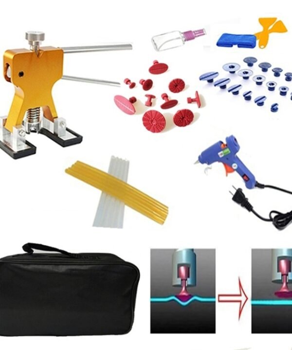 44 in 1 Auto Car Metal PDR Dent Lifter-Glue Puller Tab Hail Removal Paintless Car Dent Repair Tools Kit, with 20W Glue Gun, US Plug or EU Plug