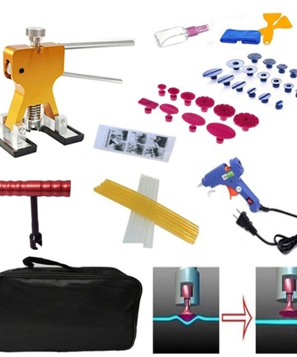 45 in 1 Auto Car Metal PDR Dent Lifter-Glue Puller Tab Hail Removal Paintless Car Dent Repair Tools Kit, with 20W Glue Gun, US Plug or EU Plug