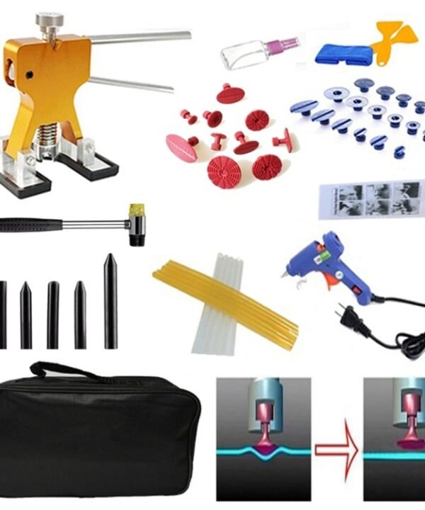 50 in 1 Auto Car Metal PDR Dent Lifter-Glue Puller Tab Hail Removal Paintless Car Dent Repair Tools Kit, with 20W Glue Gun, US Plug or EU Plug