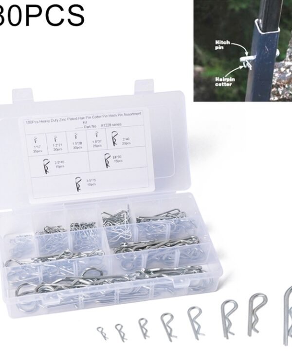 180 PCS Heavy Duty Zinc Plated Cotter R Tractor Clip Pin for Car / Boat / Garages