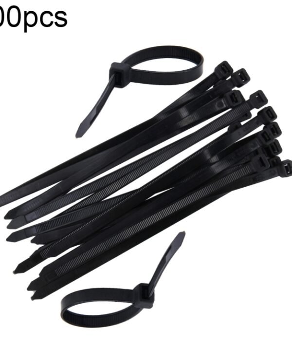 100pcs /Pack 8mm*200mm Nylon Cable Ties, 8mm*200mm Black, 8mm*200mm White