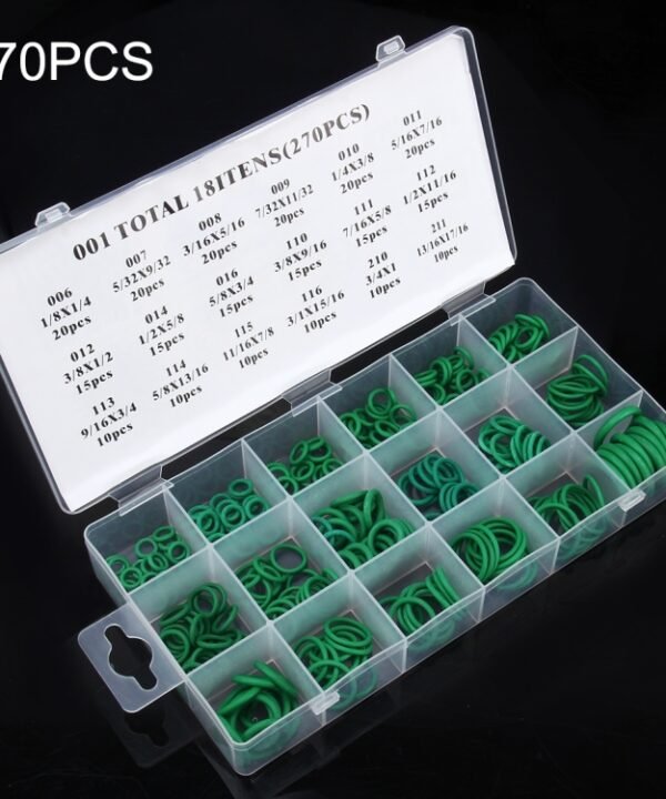 270 PCS Car Auto Vehicle 18 Sizes Assortment Kit Air Conditioning HNBR Seal O-Ring Set, 270 PCS Green, 270 PCS Purple