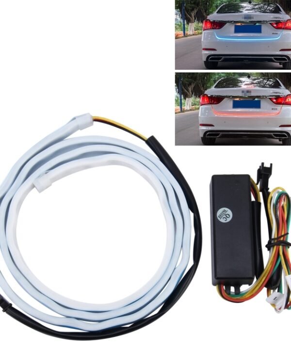 1.2m Car Auto Waterproof Universal Four Color Rear Flowing Light Tail Box Lights with Tail Light Controller, Ice Blue Light Driving Light, White Light Reversing Light, Red Light Brake Light, Yellow Light Turn Signal Light, LED Lamp Strip Tail Decoration