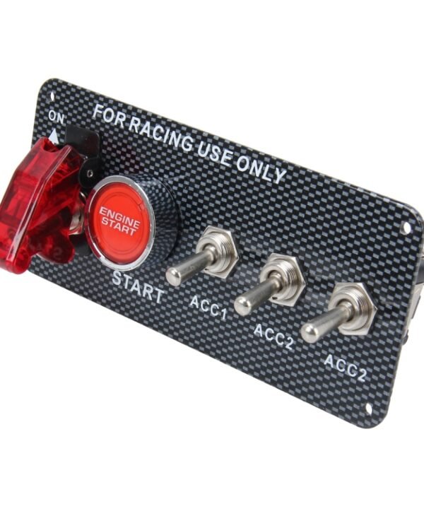12V / 30A Carbon Fiber Racing Car 12V LED Ignition Switch Panel Engine Start Push Button LED Car Panel Switches Lever Multi-function Automatic Ignition Switch for Racing Cars