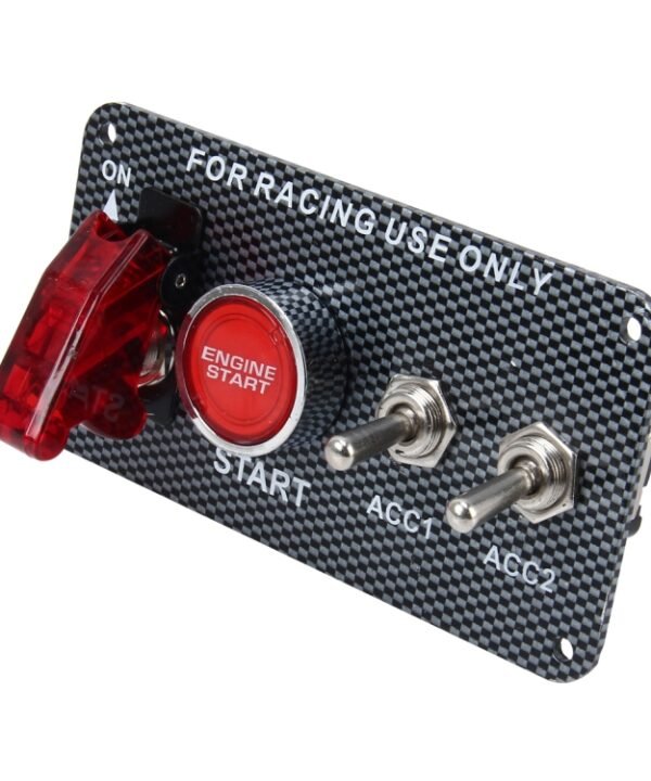 Racing Car Ignition Switch Panel Engine Start Start Push Button LED Racing Toggle Switch 12V Carbon Fiber Panel Multi-function Automatic Ignition Switch for Racing Cars