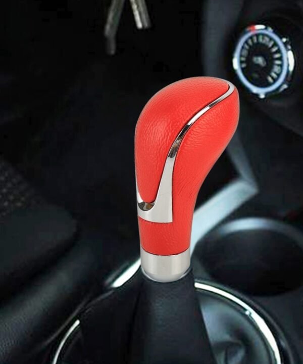Universal Car PU Leather and Metal Gear Shift Knob Modified Auto Car Transmission Shift Lever Knob, Gear Shift Knob(Red), Shift Knob 2