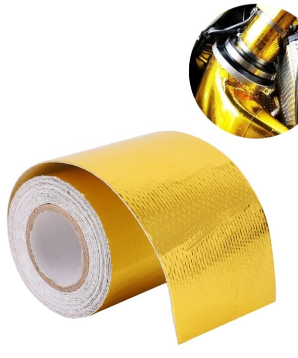 5m Exhaust Wrap Auto Motor Exhaust Heat Shield Aluminum Foil Paper Heat Resistant Wrap(Gold)