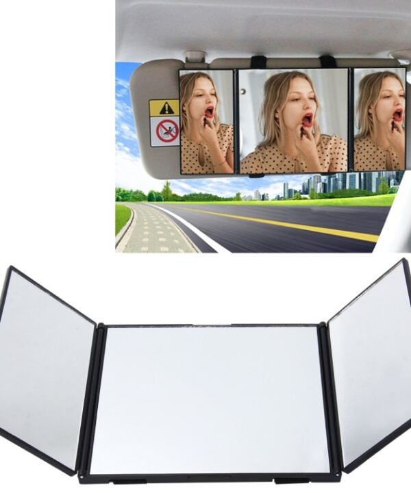 SHUNWEI Car Sun Visor Adjustable Mirror Car Makeup Sun-shading Vehicle Mounted Cosmetic Mirror Folding Vanity Mirror Triple Folding Car Interior Makeup Mirror Auto Supplies