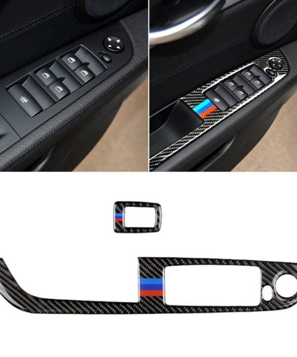 Car Carbon Fiber Window Lift Panel Without Folding Key Three Color Decorative Sticker for BMW Z4 Left Drive 2009-2015