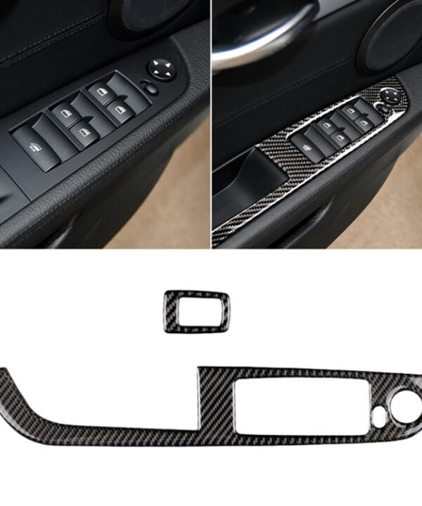 Car Carbon Fiber Window Lift Panel Without Folding Key Solid Color Decorative Sticker for BMW Z4  2009-2015, Suitable for Left Driving