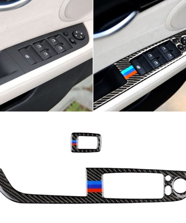 Car Carbon Fiber Window Lift Panel With Folding Key Three Color Decorative Sticker for BMW Z4  2009-2015, Suitable for Left Driving