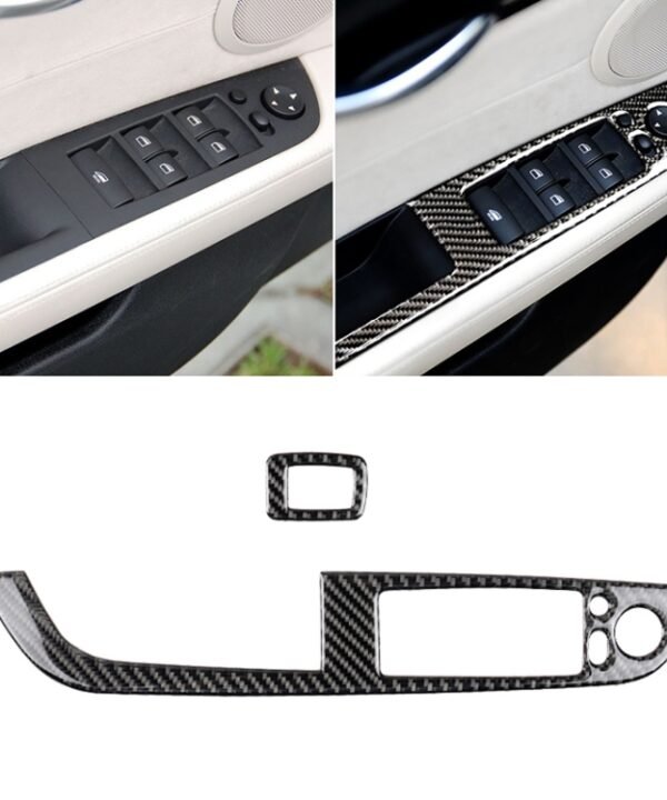 Car Carbon Fiber Window Lift Panel With Folding Key Soild Decorative Sticker for Left Drive BMW Z4  2009-2015