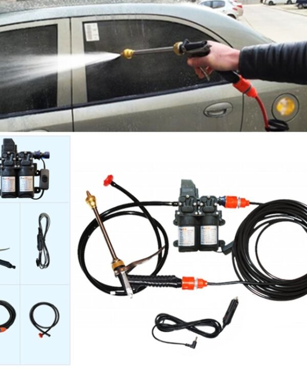 DC 12V Portable Double Pump High Pressure Outdoor Car Cigarette Lighter Washing Machine Vehicle Washing Tools