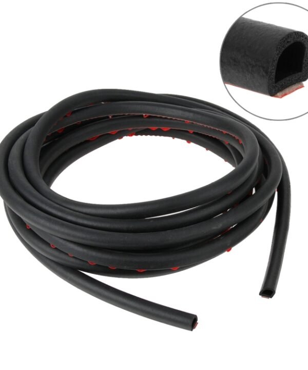 Small D-shaped Car Noise Reduction Sealing Strip with Sticker, Length: 5m