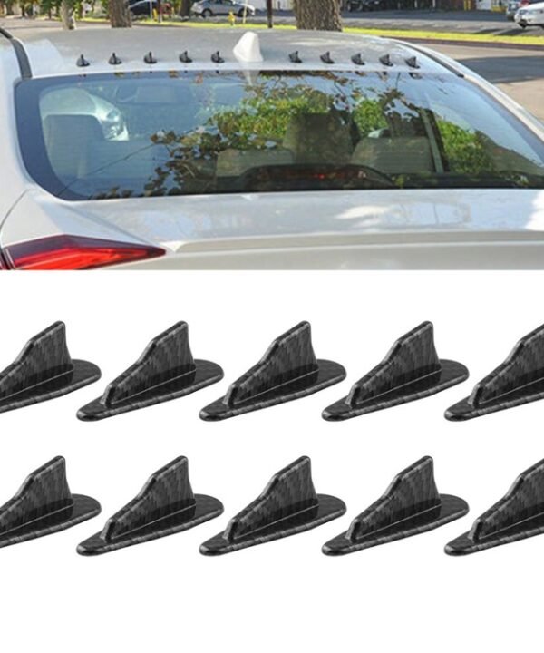 10 PCS Universal Car Carbon Fiber Shark Fin Diffuser Vortex Generator Roof Spoiler