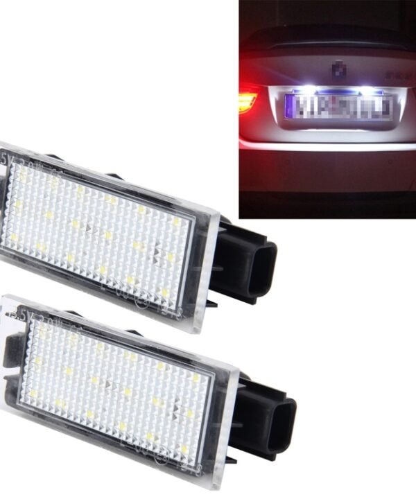 2 PCS License Plate Light with 18  SMD-3528 Lamps for Renault,2W 120LM,6000K, DC12V(White Light)