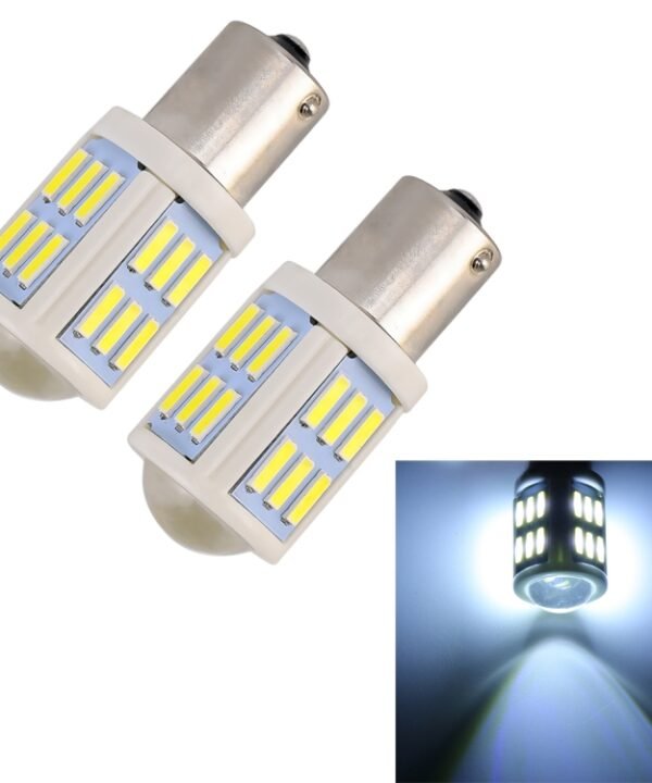 2 PCS 1156 / BA15S 4.5W DC 12V 6000K 290LM Car Auto Ceramics Turn Lights / Reversing Light 27LEDs SMD-7020 Lamps, with Projector Lens, 1156 / BA15S