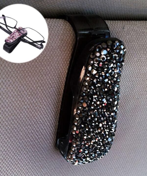 Car Mixed Color Diamond Mounted Glasses Bill Clip Holder