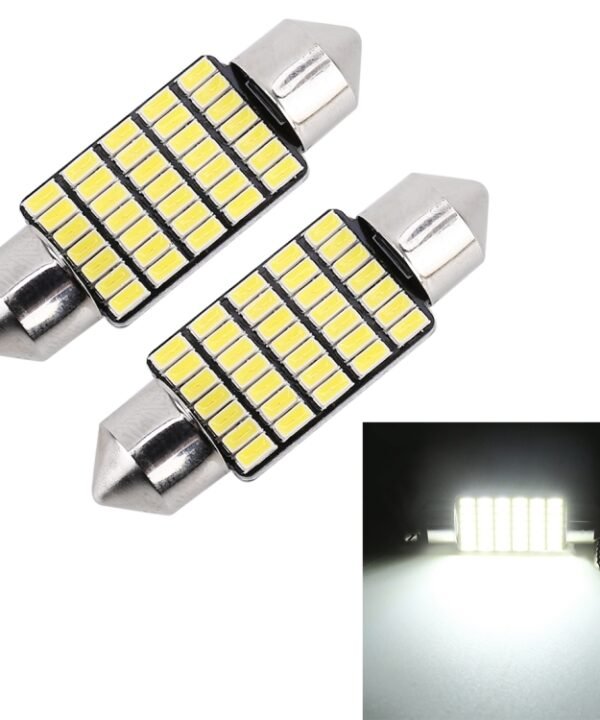 2 PCS 36mm DC12V / 1.2W / 6000K / 80LM 33LEDs SMD-3014 Car License Plate Light / Dome Light, with Decoder