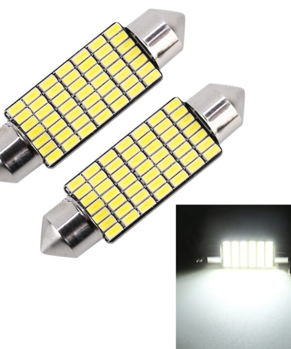 2 PCS 41mm DC12V / 1.2W / 6000K / 80LM 49LEDs SMD-3014 Car License Plate Light / Dome Light, with Decoder