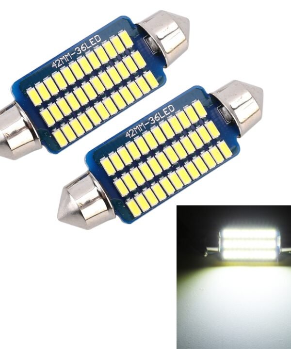 2 PCS 41mm DC12V / 1.5W / 6000K / 100LM 36LEDs SMD-3014 Car License Plate Light / Dome Light, with Decoder