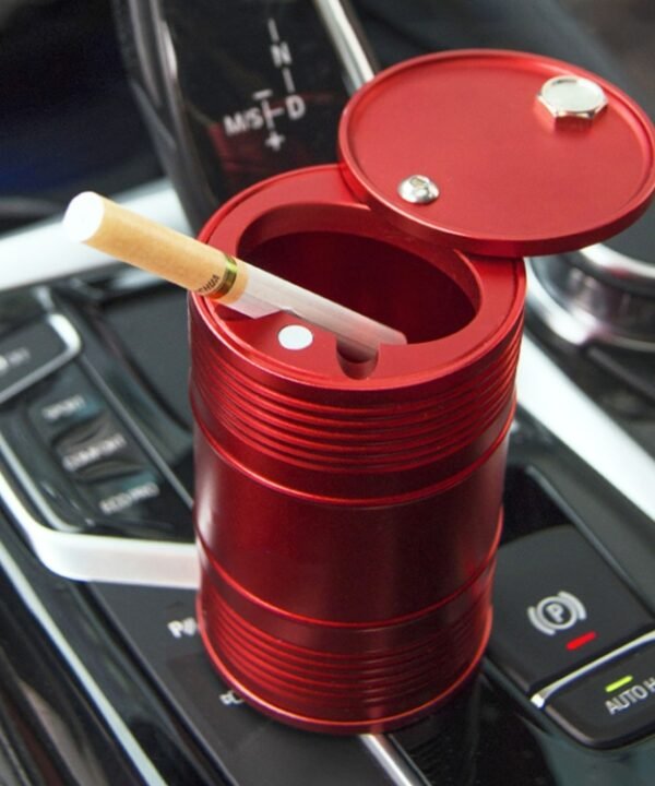 Universal Portable Car Metal Trash Rubbish Bin Ashtray, Universal Black, Universal Red