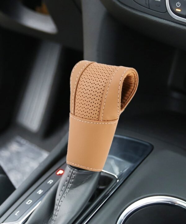 Universal Nonslip Breathable Genuine Leather Car Gear Shift Knob Cover