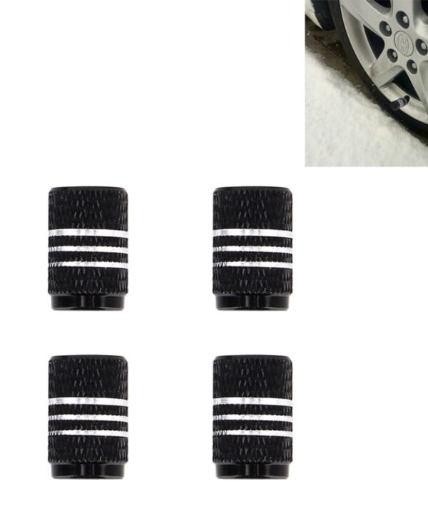 4PCS Metal Plated Circular Shape Universal Tire Valve Stem Cap With White Diamond, Circular Shape