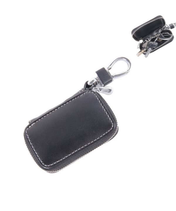 Universal Leather Flash Powder Texture Waist Hanging Zipper Wallets Key Holder Bag (No Include Key), Flash Powder Texture Black
