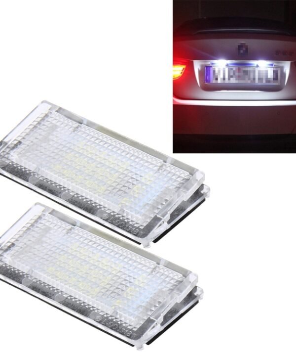 2 PCS License Plate Light with 18  SMD-3528 Lamps for BMW E46 4D 1998-2003，2W 120LM,6000K, DC12V (White Light)