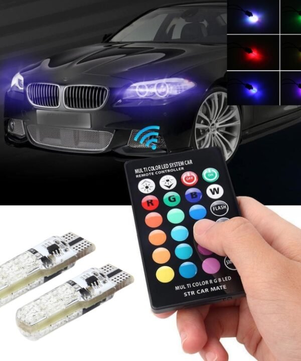 2 PCS T10 2W Auto Flash Strobe Fade Smooth Remote Controlled Colorful LED Clearance Decorative Light, DC 12V