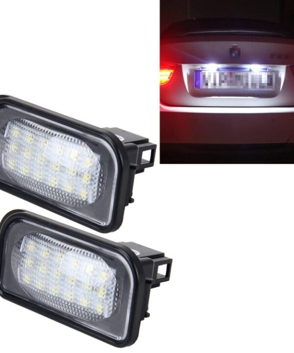 2 PCS License Plate Light with 18  SMD-3528 Lamps for Mercedes-Benz  W203 4D ,2W 120LM 6000K, DC12V,with Canbus (White Light)