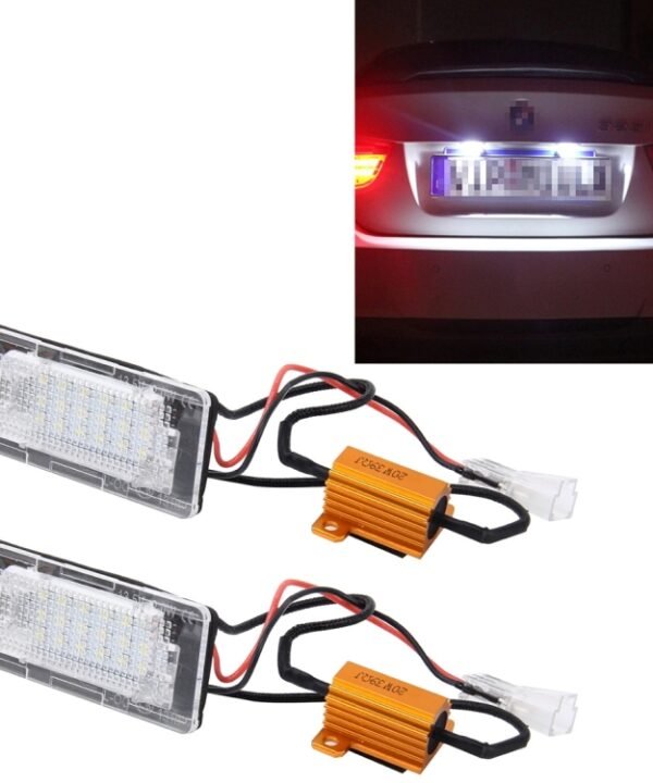 2 PCS License Plate Light with 18  SMD-3528 Lamps for Volkswagen,2W 120LM,6000K, DC12V(White Light)