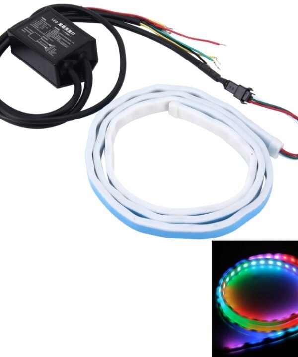 1.2m Car Auto Waterproof Universal Rear Colorful Flowing Light Tail Box Lights Red Light Brake Light Yellow Light Turn Signal Light LED Lamp Strip Tail Decoration, DC 9-30V