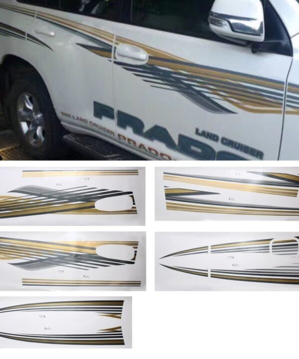 5 PCS SUV Body Decorative Strip Brand Car Streamline Shining Sticker for Toyota Prado 2010 Version