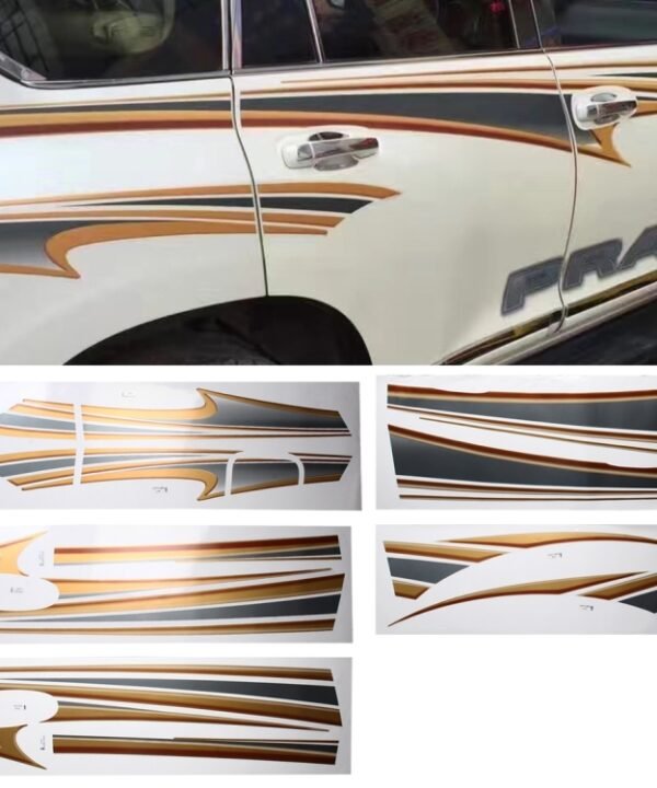5 PCS SUV Body Decorative Strip Brand Car Streamline Shining Sticker for Toyota Prado4000 2011 Version