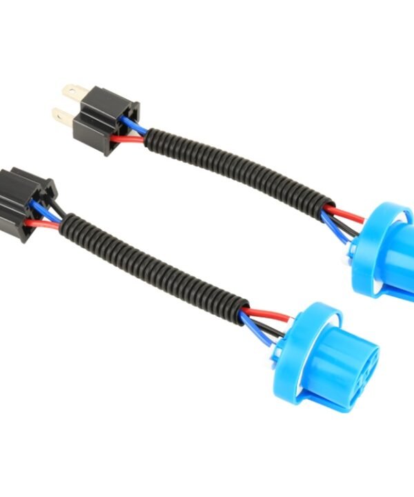 1 Pair H4 Male to 9007 Female Bulb Holder Base Male Socket with Wire